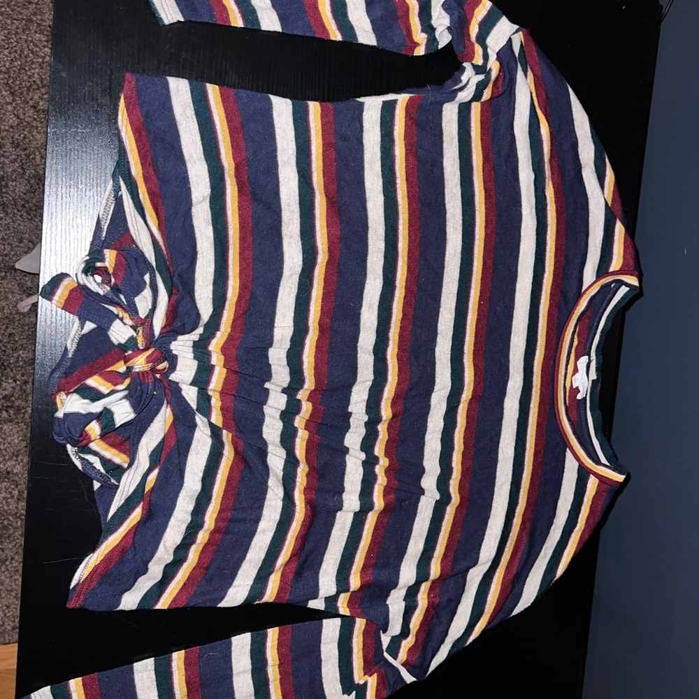 Striped Long Sleeve Top with Tie Front